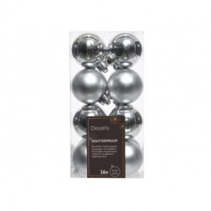 Palline di Natale 4 cm infrangibili argento - conf. 16 pz - 848757024