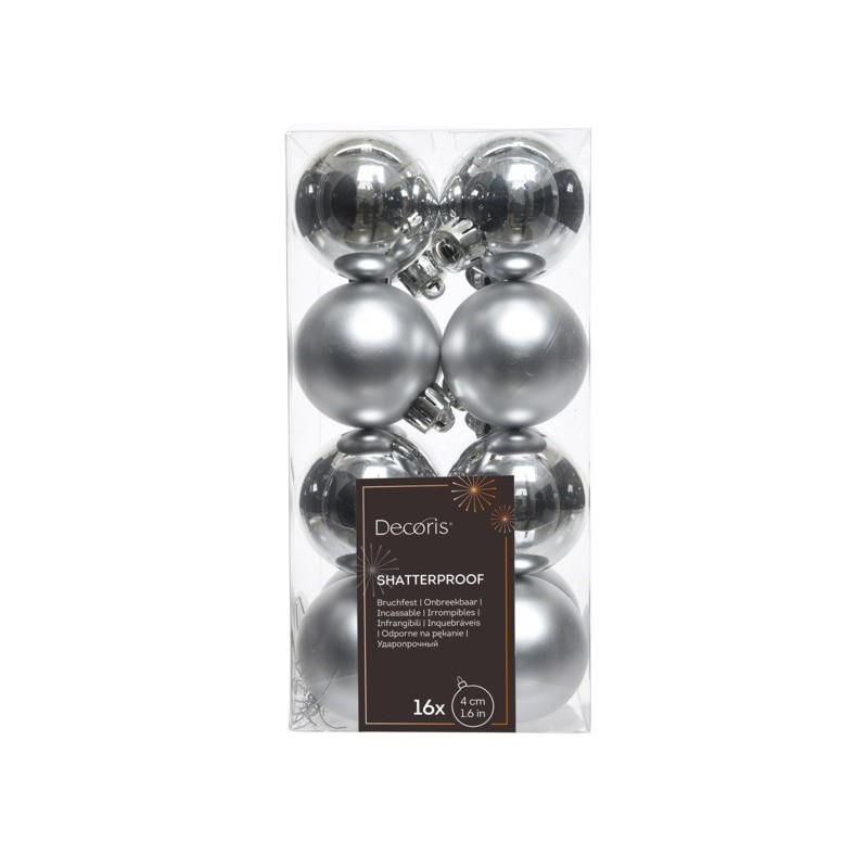 Palline di Natale 4 cm infrangibili argento - conf. 16 pz - 848757024