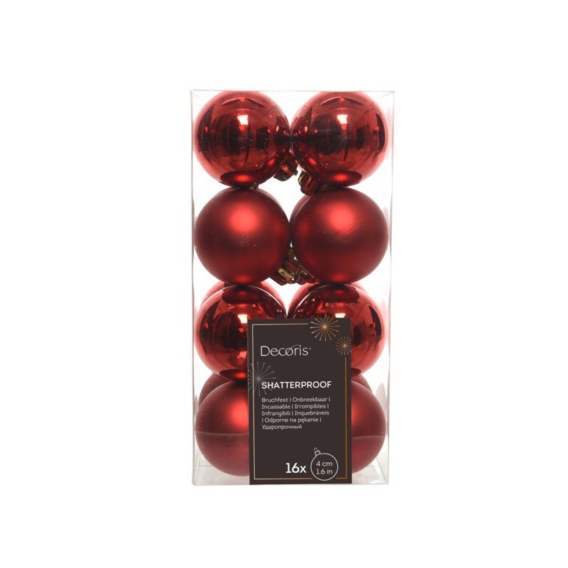 Palline di Natale 4 cm infrangibili rosso - conf. 16 pz - 848757015
