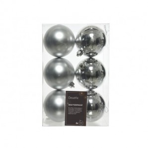 Palline di Natale 8 cm infrangibili argento - conf. 6 pz - 848879051