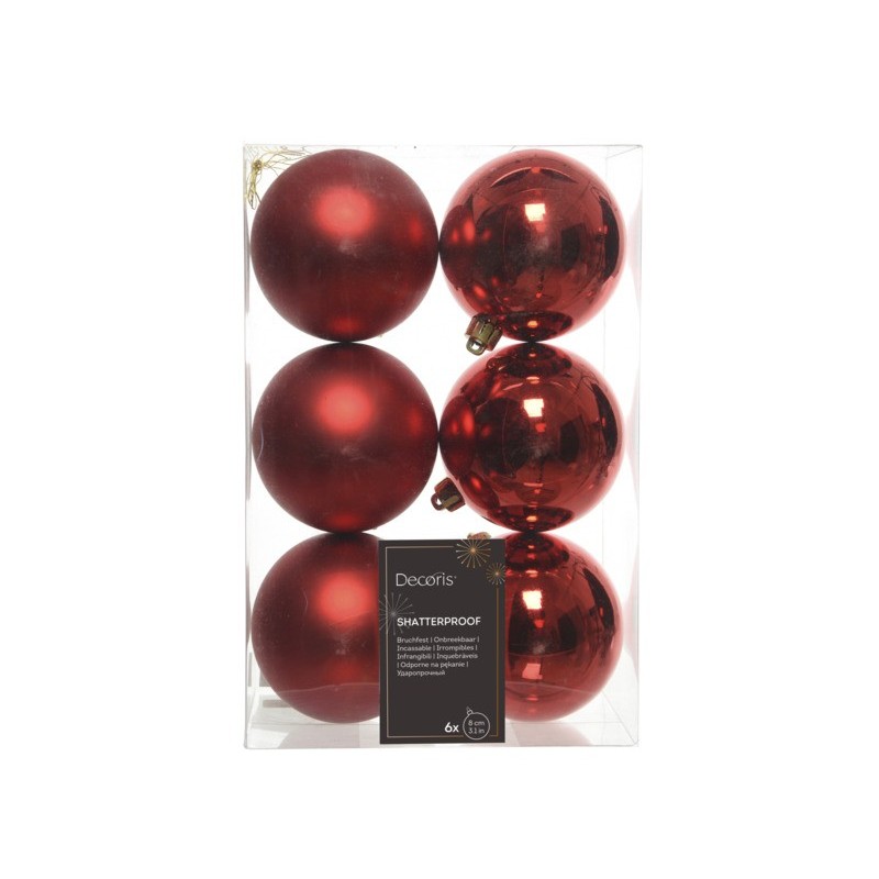 Palline di Natale 8 cm infrangibili rosso - conf. 6 pz - 848879052