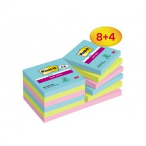 Foglietti riposizionabili Post-it® Super Sticky Cosmic 76x76 mm 90 ff/blocchetto PROMO PACK 8+4 blocchetti gratis
