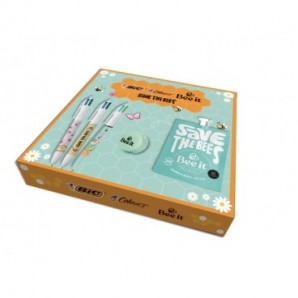 Cofanetto Save The Bees BIC conf. 3 penne 4 Colours® + crema mani e corpo Bee It + cofanetto - 303440