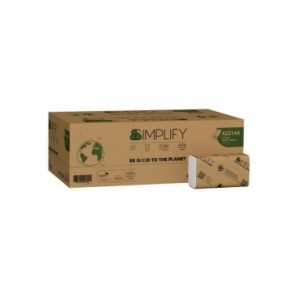 Asciugamano piegato a Z Papernet Simplify a 2 veli bianco - conf. 20 pz da 200 ff pura cellulosa - 423144