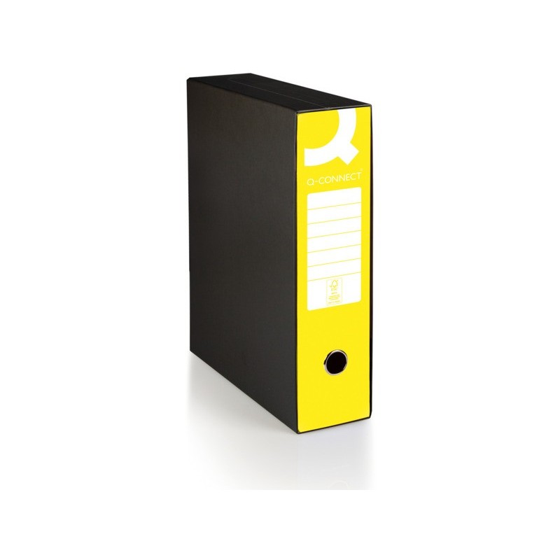 Registratore protocollo con custodia Q-Connect dorso 8 cm - 28,5x35 cm - giallo - 0201041/P.GI
