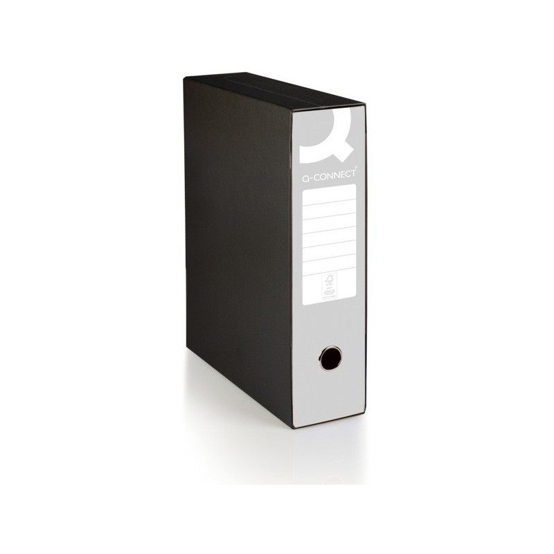 Registratore protocollo con custodia Q-Connect dorso 8 cm - 28,5x35 cm - grigio - 0201041/P.GR
