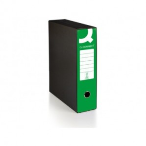 Registratore protocollo con custodia Q-Connect dorso 8 cm - 28,5x35 cm - verde - 0201041/P.VE