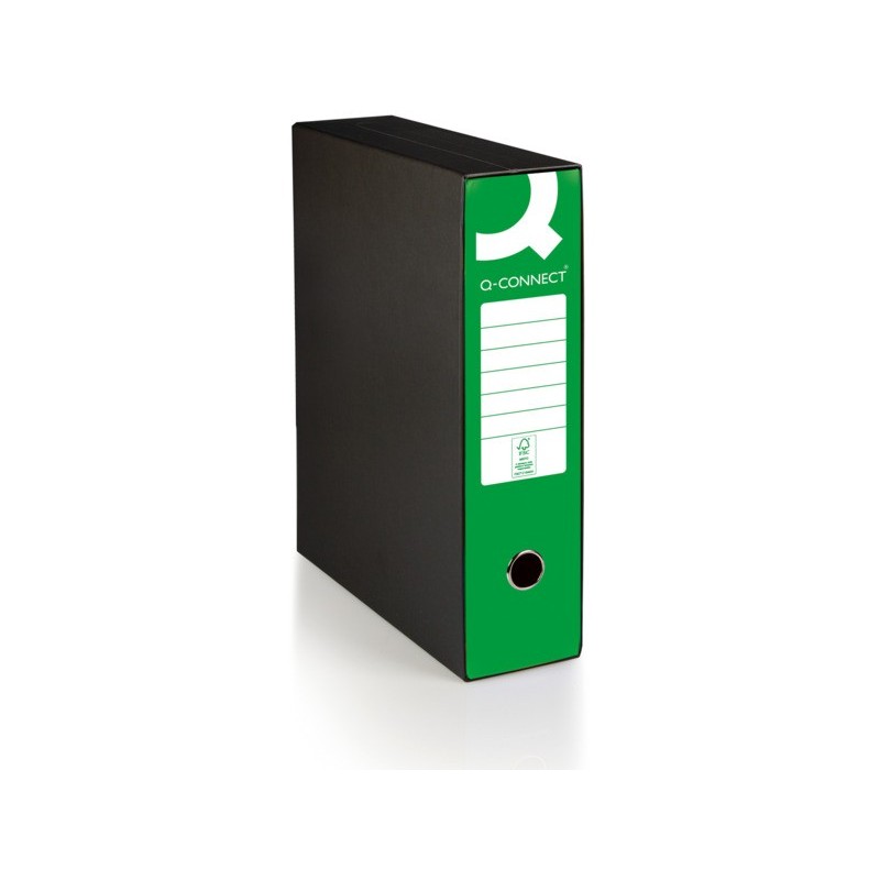 Registratore protocollo con custodia Q-Connect dorso 8 cm - 28,5x35 cm - verde - 0201041/P.VE