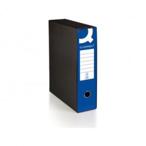 Registratore commerciale con custodia Q-Connect dorso 8 cm - 28,5x32 cm - blu 0201041/Q.BL