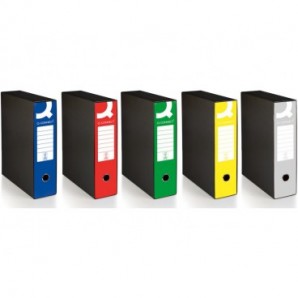 Registratore commerciale con custodia Q-Connect dorso 8 cm - 28,5x32 cm - blu 0201041/Q.BL