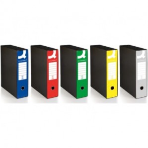 Registratore commerciale con custodia Q-Connect dorso 8 cm - 28,5x32 cm - giallo - 0201041/Q.GI