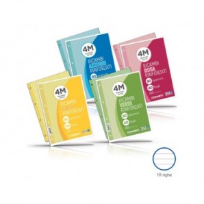 Ricambi rinforzati per quaderni ad anelli Blasetti - A4 - 80 g/m² - 40 ff - 1R - giallo - 7812