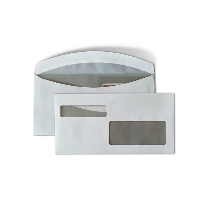 Buste con 2 finestre Blasetti - 80 g/m² bianco - 11,5x23 cm - conf. 1200 pz - 0106