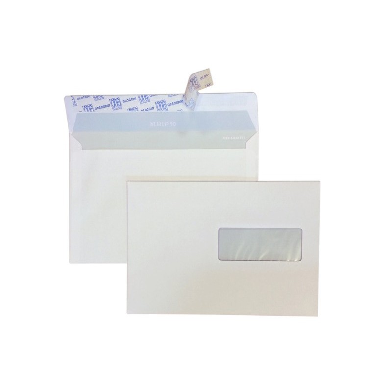 Buste con finestra Blasetti Strip 90 - 90 g/m² bianco - 16x23 cm - conf. 500 pz - 0170