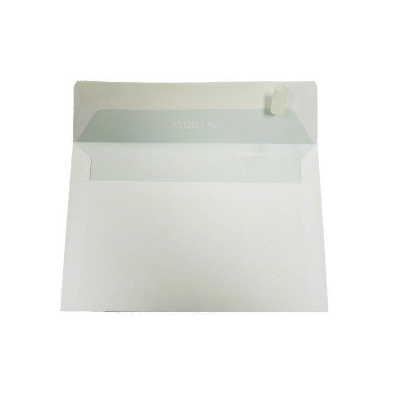 Buste senza finestra Blasetti Strip 80 con lembo strip - 80 g/m² bianco - 12x18 cm - conf. 500 pz - 0006
