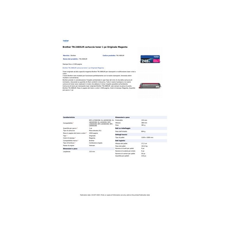 Toner Brother 248XL magenta - TN248XLM