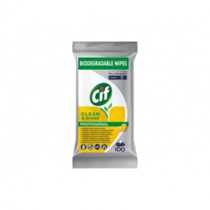 Salviette multisuperfici igienizzanti biodegradabili Cif Pro Formula Clean & Shine - conf. 100 pz - 9293449