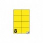 Etichette fluo permanenti Markin Copiatabu 105x74 mm in foglio A4 - 8 et./foglio giallo - conf. 100 fogli
