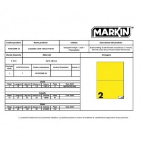 Etichette fluo permanenti Markin Copiatabu 210x148 mm in foglio A4 - 2 et./foglio giallo - conf. 100 fogli