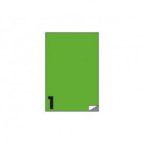 Etichette fluo permanenti Markin Copiatabu 210x297 mm in foglio A4 - 1 et./foglio - verde - conf. 100 fogli