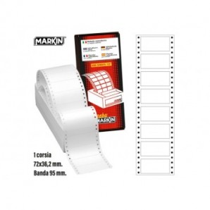 Etichette autoadesive bianche permanenti a modulo continuo 1 corsia Markin 8.000 etichette - 72x36,2 mm - conf. 1000 ff