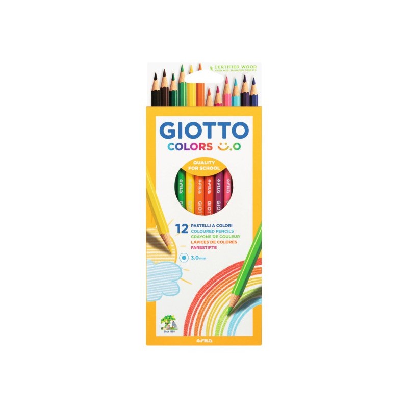 Matite colorate Giotto Colors Smile 3 mm in conf. da 12 colori assortiti - F278300