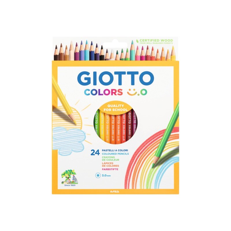 Matite colorate Giotto Colors Smile 3 mm in conf. da 24 colori assortiti - F278400