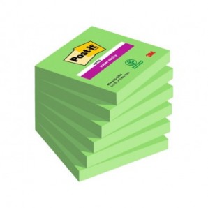 Foglietti riposizionabili Post-it® Super Sticky 76x76 mm - verde - conf. 6 blocchetti da 90 ff - 654-6SS-GRN