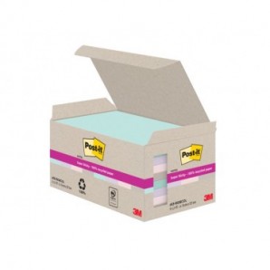 Foglietti riposizionabili Post-it® Super Sticky in carta riciclata 76x127 mm - colori assortiti - conf. 8 blocch/70 ff