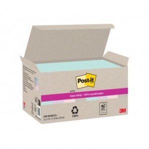 Foglietti riposizionabili Post-it® Super Sticky in carta riciclata 76x127 mm - colori assortiti - conf. 8 blocch/70 ff