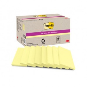 Foglietti riposizionabili Post-it® Super Sticky in carta riciclata 76x127 mm - giallo Canary - conf. 8 blocch/70 ff