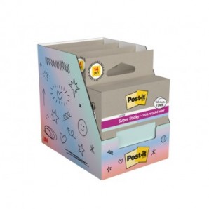 Foglietti riposizionabili Post-it® Super Sticky in carta riciclata 76x76 mm - menta e blu - conf. 2 blocch/70 ff