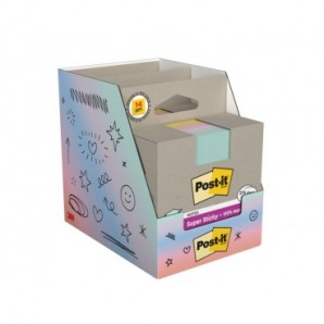 Foglietti riposizionabili Post-it® Super Sticky in carta riciclata 76x76 mm - giallo, rosa, menta, lilla - cubo 276 ff