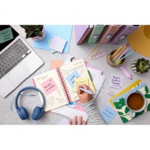 Foglietti riposizionabili Post-it® Super Sticky in carta riciclata 76x76 mm - giallo, rosa, menta, lilla - cubo 276 ff