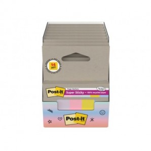 Segnapagina Post-it® Super Sticky in carta riciclata 15x50 mm - colori assortiti - conf. 5 index/70 ff
