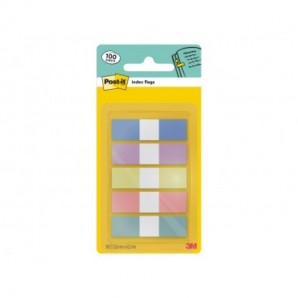 Segnapagina Post-it® Index Pastel Flags 12x43 mm - blu, viola, giallo, rosa, verde - conf. 5/20 ff - 683-5 PASTEL