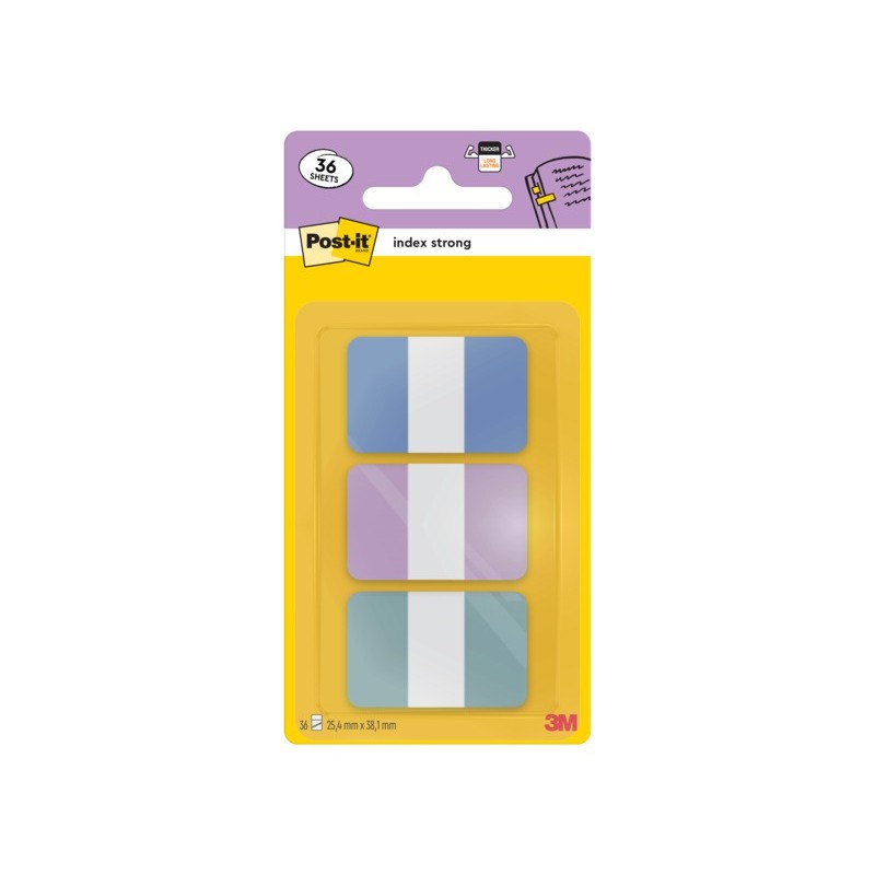 Segnapagina Post-it® Index Pastel Tabs 24x38 mm - blu, viola, verde - conf. 3/12 ff - 686-3 COAST