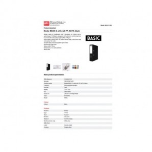 Registratore a leva senza custodia Binder BASIC-S in PP A4 - dorso 8 cm - nero - 21024221-05