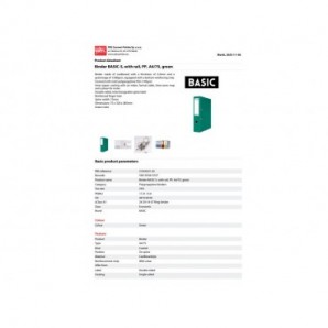 Registratore a leva senza custodia Binder BASIC-S in PP A4 - dorso 8 cm - verde - 21024221-02