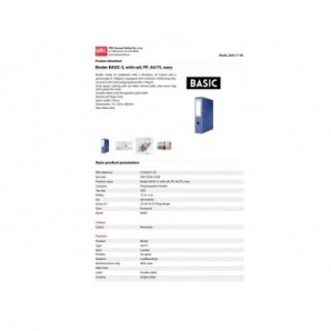 Registratore a leva senza custodia Binder BASIC-S in PP A4 - dorso 8 cm - blu navy - 21024221-03