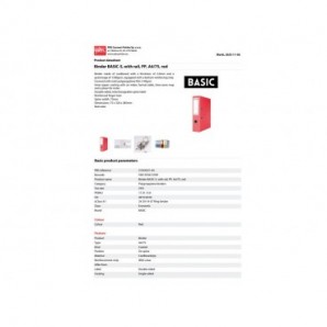 Registratore a leva senza custodia Binder BASIC-S in PP A4 - dorso 8 cm - rosso - 21024221-04