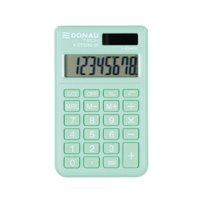 Calcolatrice tascabile Donau Tech con display a 8 cifre - 97x60x10 mm verde chiaro - K-DT2082-06