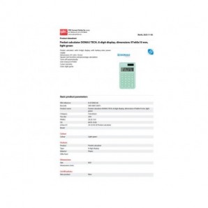 Calcolatrice tascabile Donau Tech con display a 8 cifre - 97x60x10 mm verde chiaro - K-DT2082-06