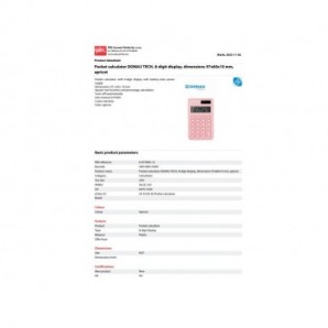 Calcolatrice tascabile Donau Tech con display a 8 cifre - 97x60x10 mm rosa K-DT2082-12