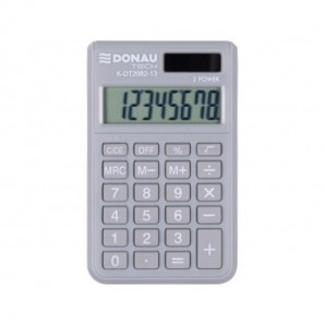 Calcolatrice tascabile Donau Tech con display a 8 cifre - 97x60x10 mm grigio chiaro - K-DT2082-13