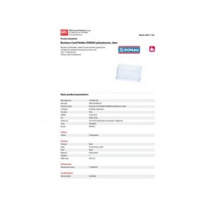 Portabiglietti da visita da tavolo Donau in PS 1 scomparto - 110x45x55 mm - trasparente - 7475001-99