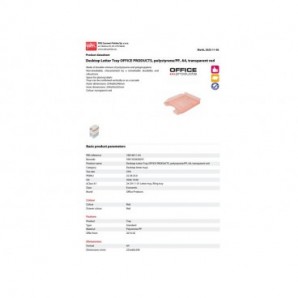 Vaschetta portacorrispondenza da scrivania Office Products in PP A4 - trasparente rosso - 18016011-04