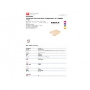Vaschetta portacorrispondenza da scrivania Office Products in PP A4 - trasparente arancione - 18016011-07