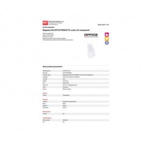 Portariviste in plastica rigida Office Products A4 - trasparente 21215511-90