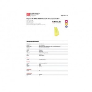 Portariviste in plastica rigida Office Products A4 - trasparente giallo 21215511-06